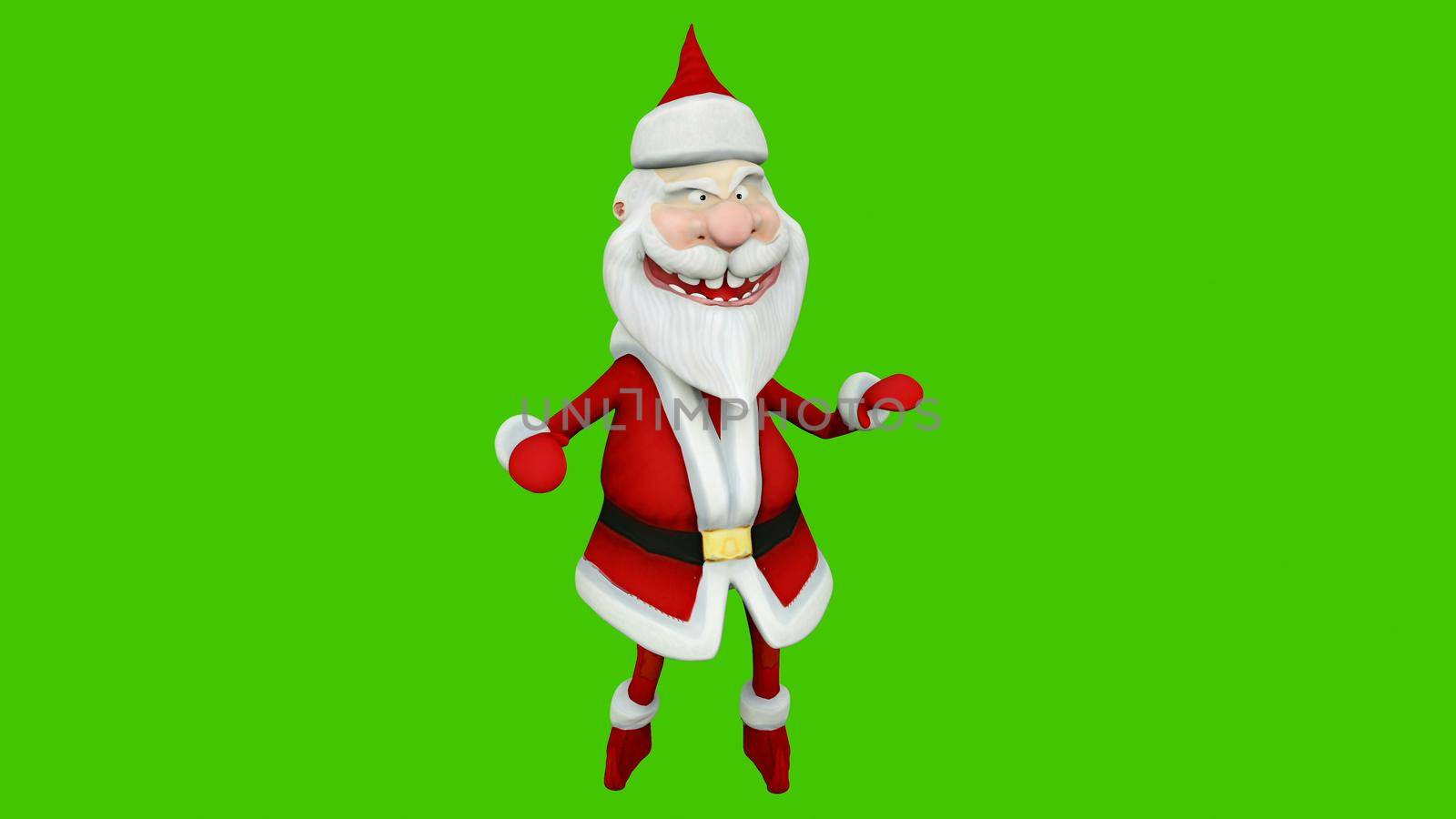 The dance of a cheerful Santa Claus. The Concept of Christmas. 3D Rendering by designprojects