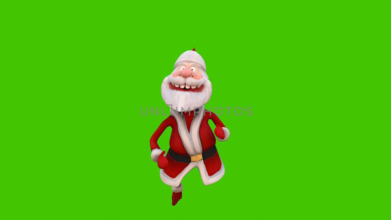 The dance of a cheerful Santa Claus. The Concept of Christmas. 3D Rendering by designprojects