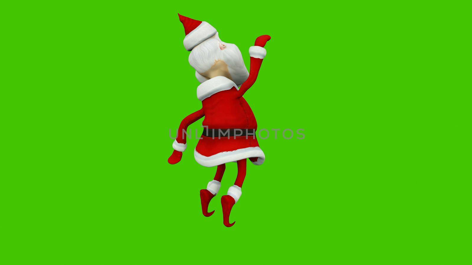 The dance of a cheerful Santa Claus. The Concept of Christmas. 3D Rendering by designprojects