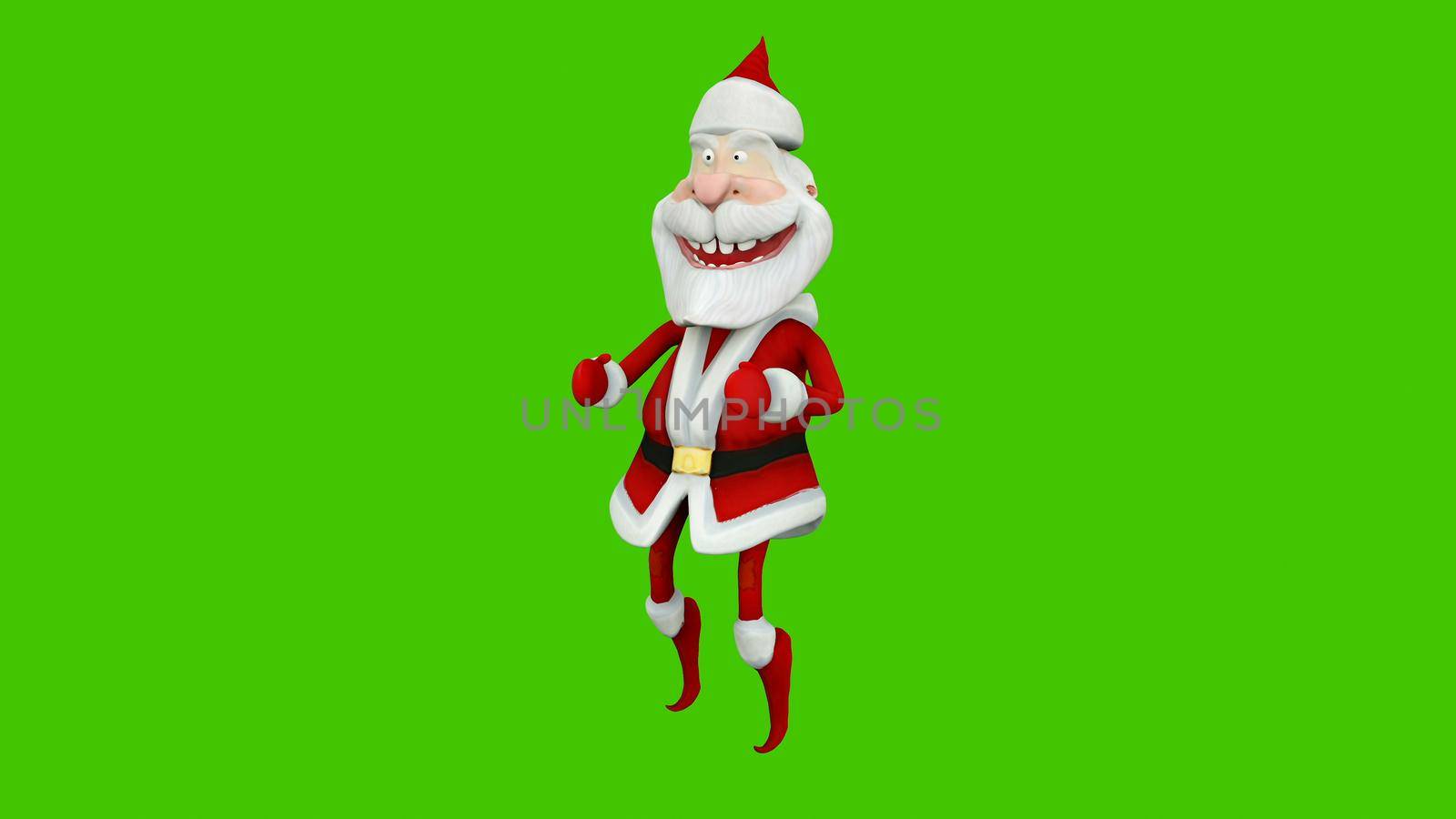 The dance of a cheerful Santa Claus. The Concept of Christmas. 3D Rendering by designprojects