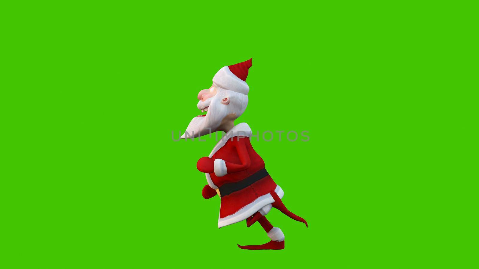 The dance of a cheerful Santa Claus. The Concept of Christmas. 3D Rendering by designprojects