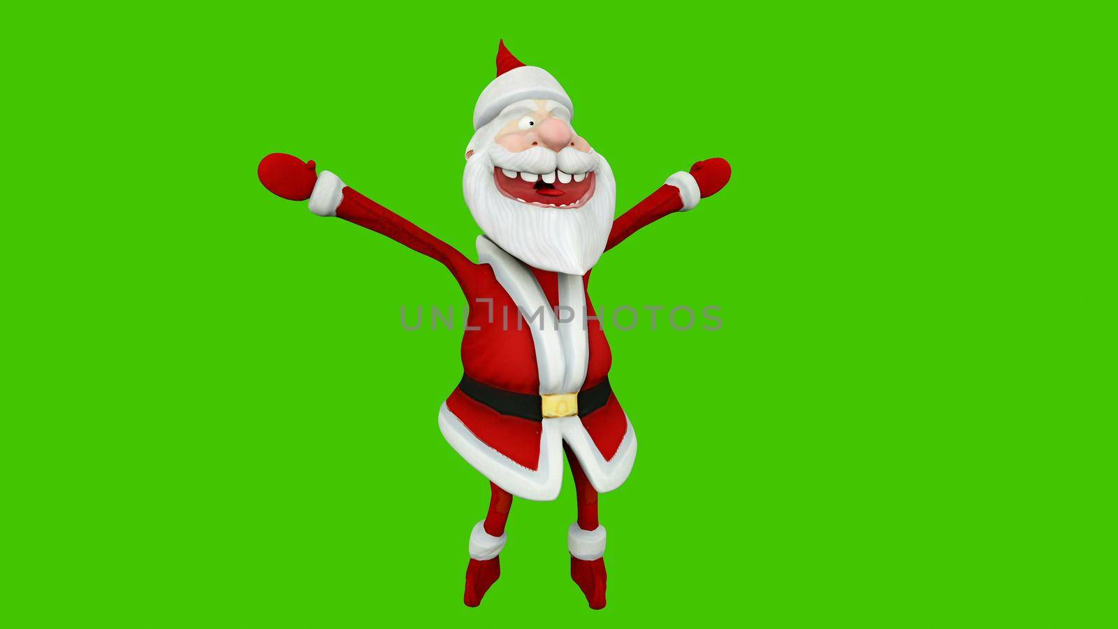 The dance of a cheerful Santa Claus. The Concept of Christmas. 3D Rendering by designprojects