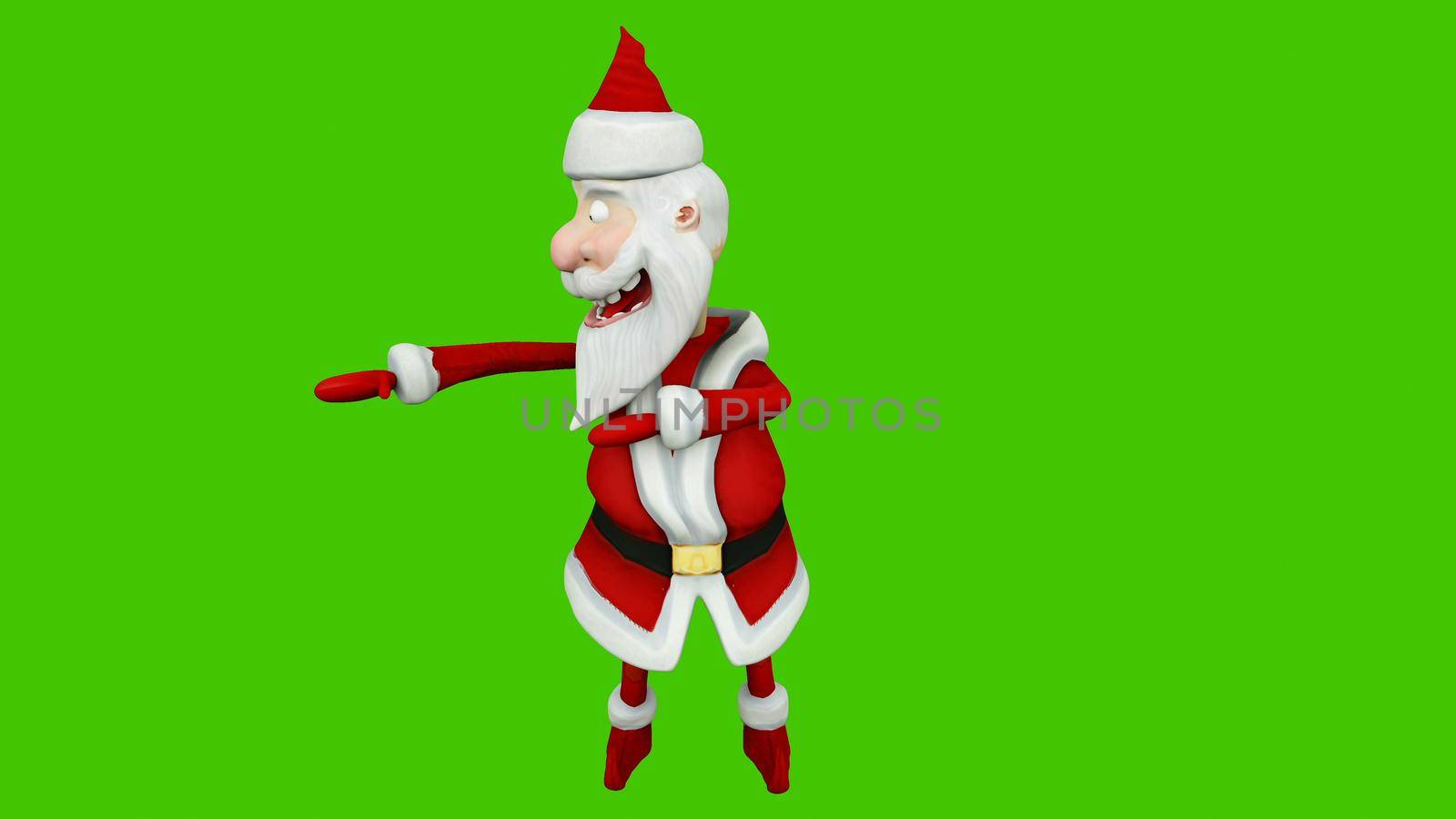 The dance of a cheerful Santa Claus. The Concept of Christmas. 3D Rendering by designprojects