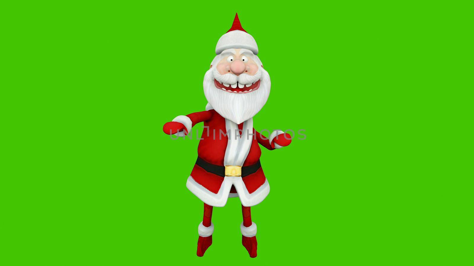 The dance of a cheerful Santa Claus. The Concept of Christmas. 3D Rendering by designprojects