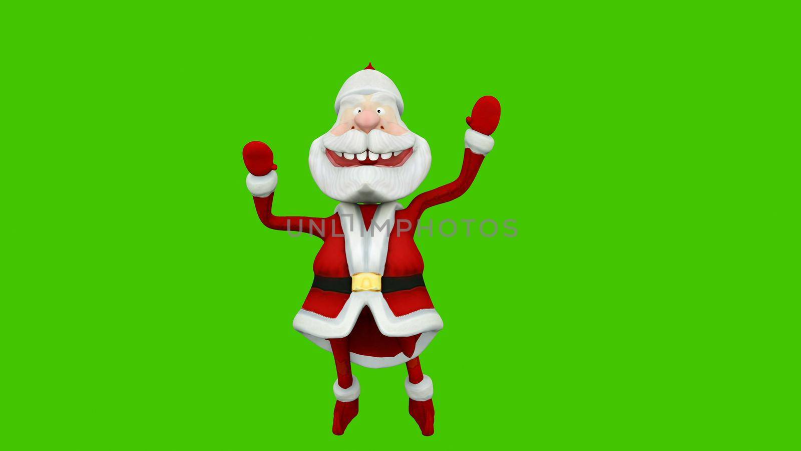 The dance of a cheerful Santa Claus. The Concept of Christmas. 3D Rendering by designprojects