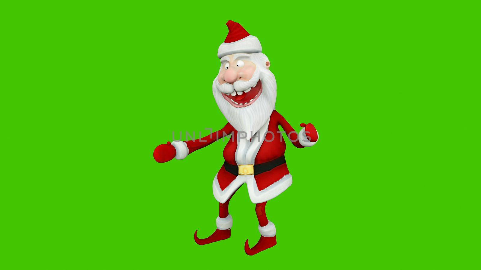 The dance of a cheerful Santa Claus. The Concept of Christmas. 3D Rendering by designprojects