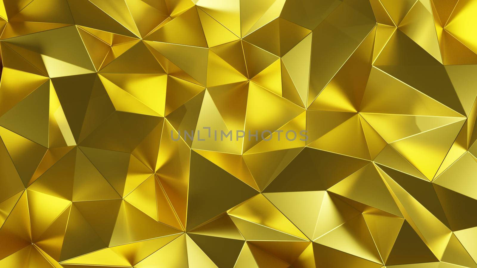 Abstract luxury gold color low poly triangle background texture . 3D rendering . by stockdevil