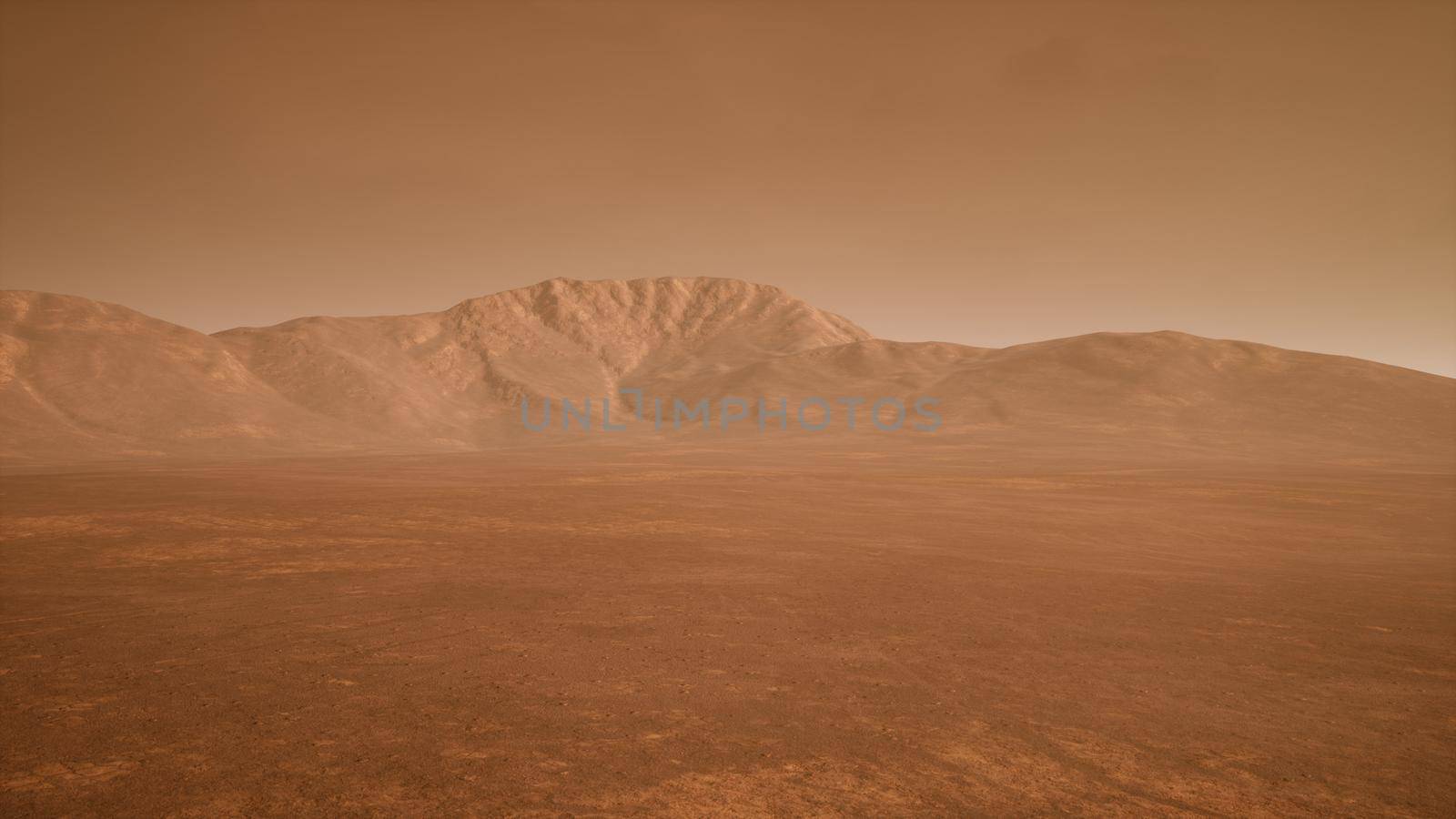 Panoramic landscape on the surface of Mars. 3D Rendering by designprojects