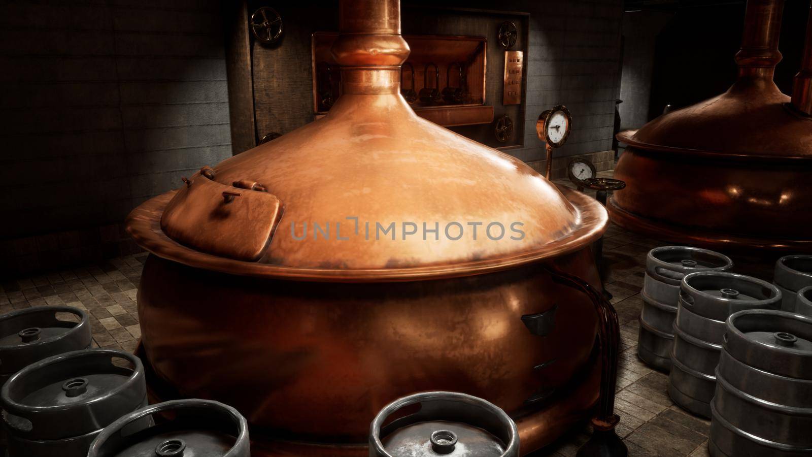 The premises of the brewery with boilers, in which the cooked wort. Old brewery. 3D Rendering by designprojects