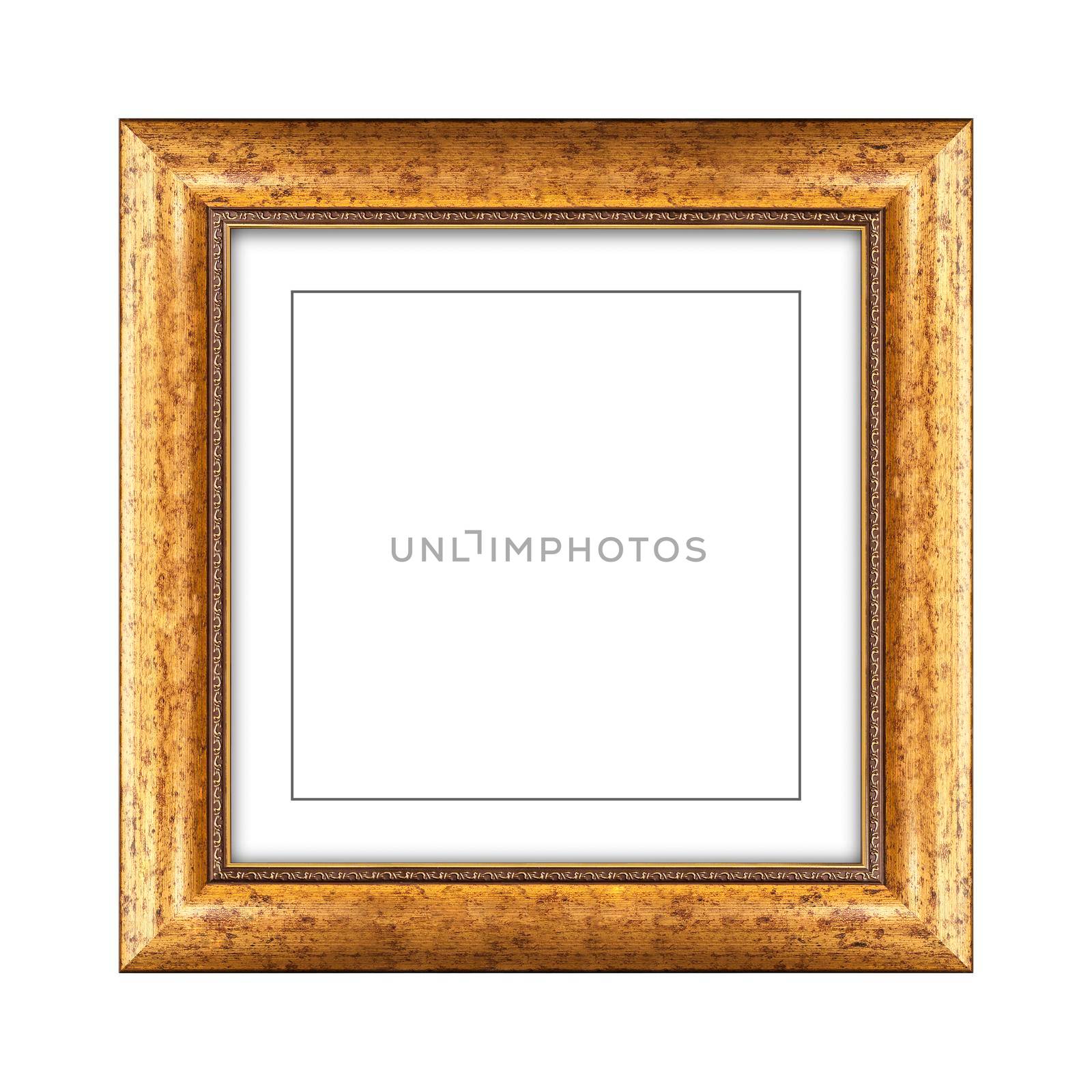 wooden frame for picture or photo, frame for a mirror isolated on white background. With clipping path