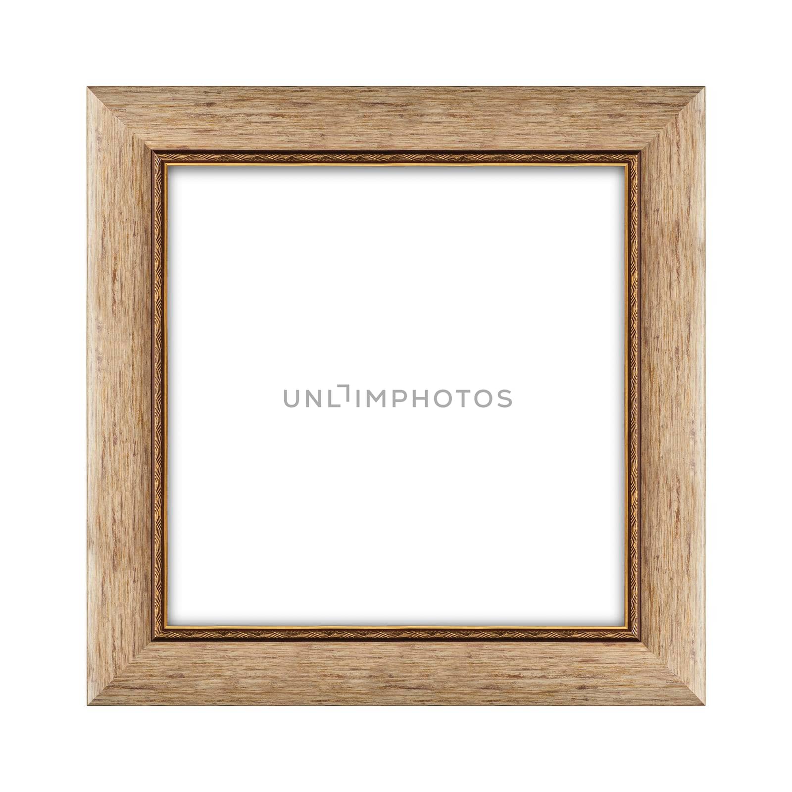 wooden frame for picture or photo, frame for a mirror isolated on white background. With clipping path