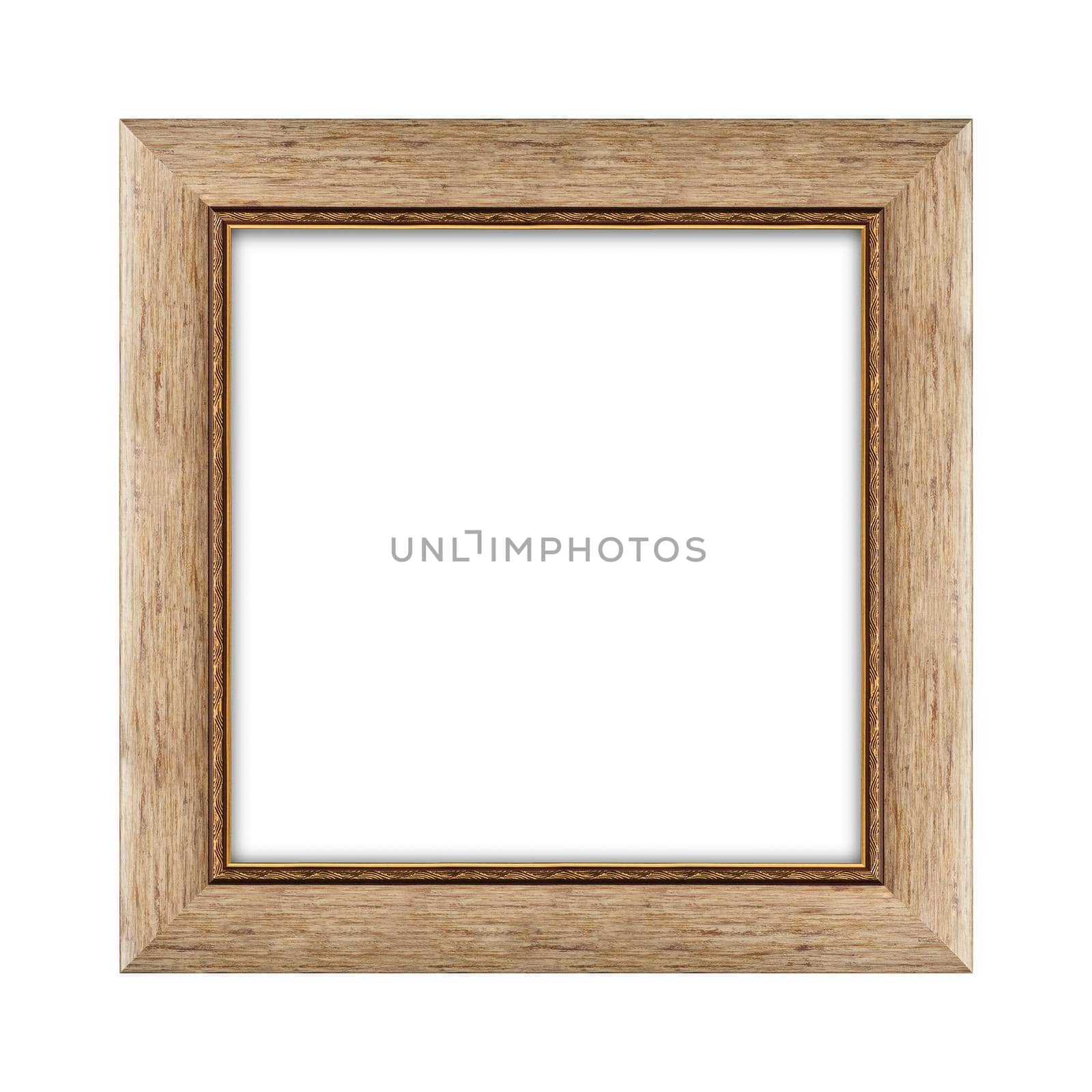 wooden frame for picture or photo, frame for a mirror isolated on white background. With clipping path