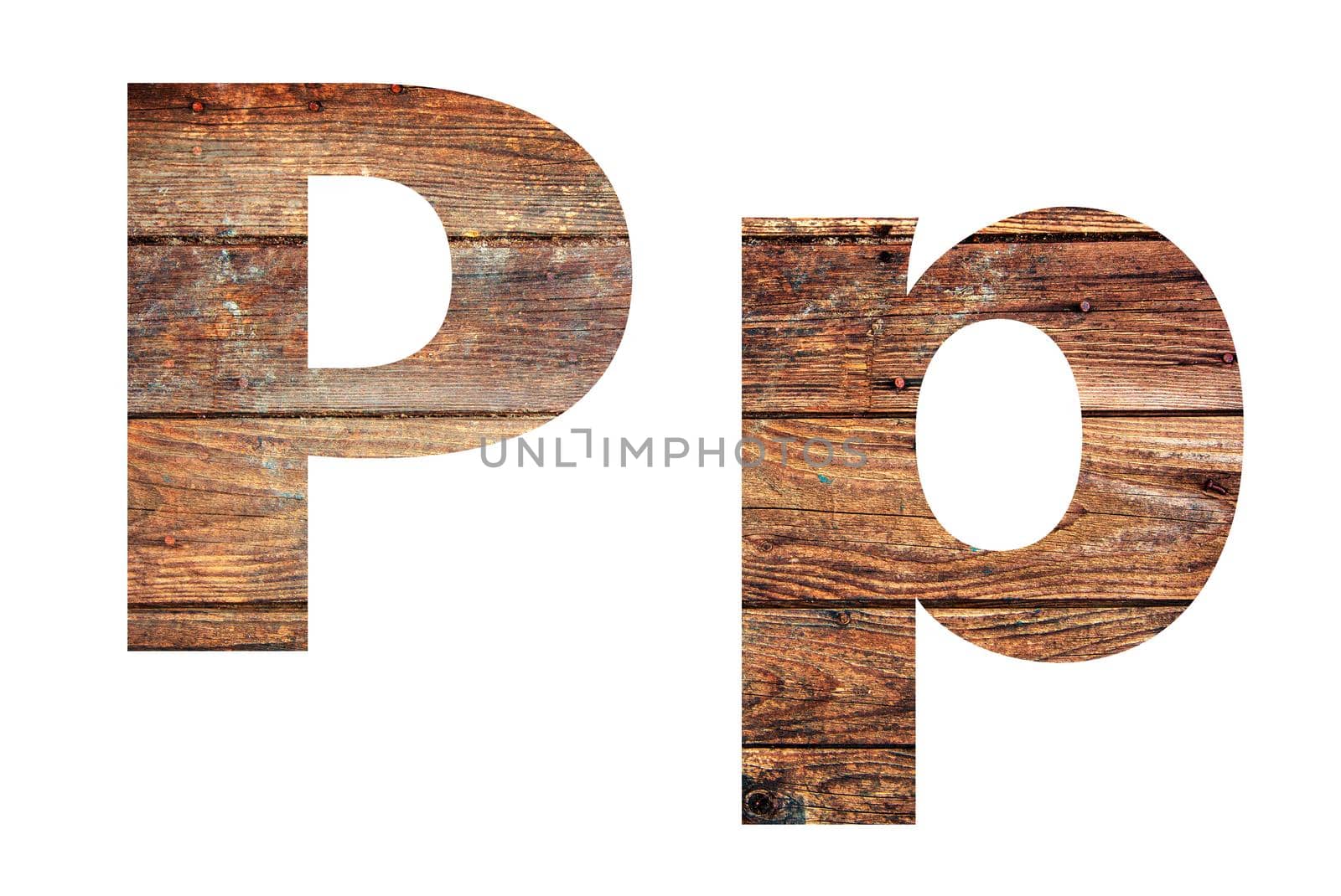 Wooden letters. Letter P. English alphabet by SlayCer