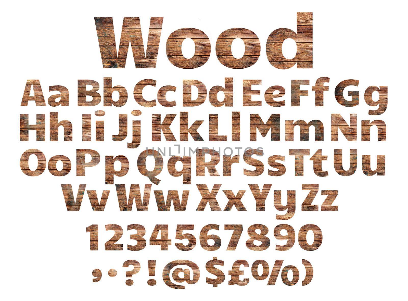 Old wooden alphabet, letters, and numbers set by SlayCer
