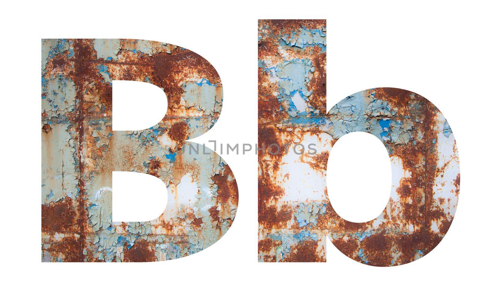 Rusty metal letter B. Old metal alphabet isolated on white background. by SlayCer