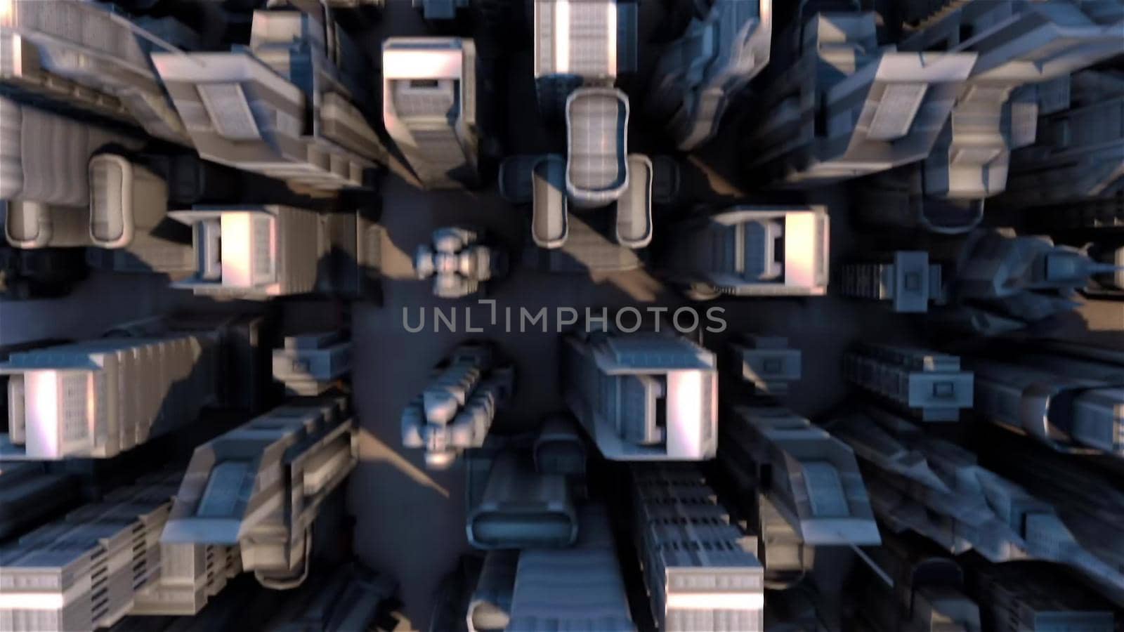 Cybernetic City with Futuristic Buildings. Loopable by designprojects
