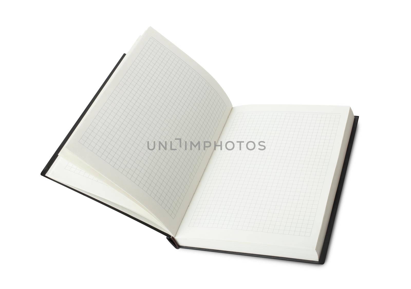 Empty Opened Notebook closeup on white background. by SlayCer