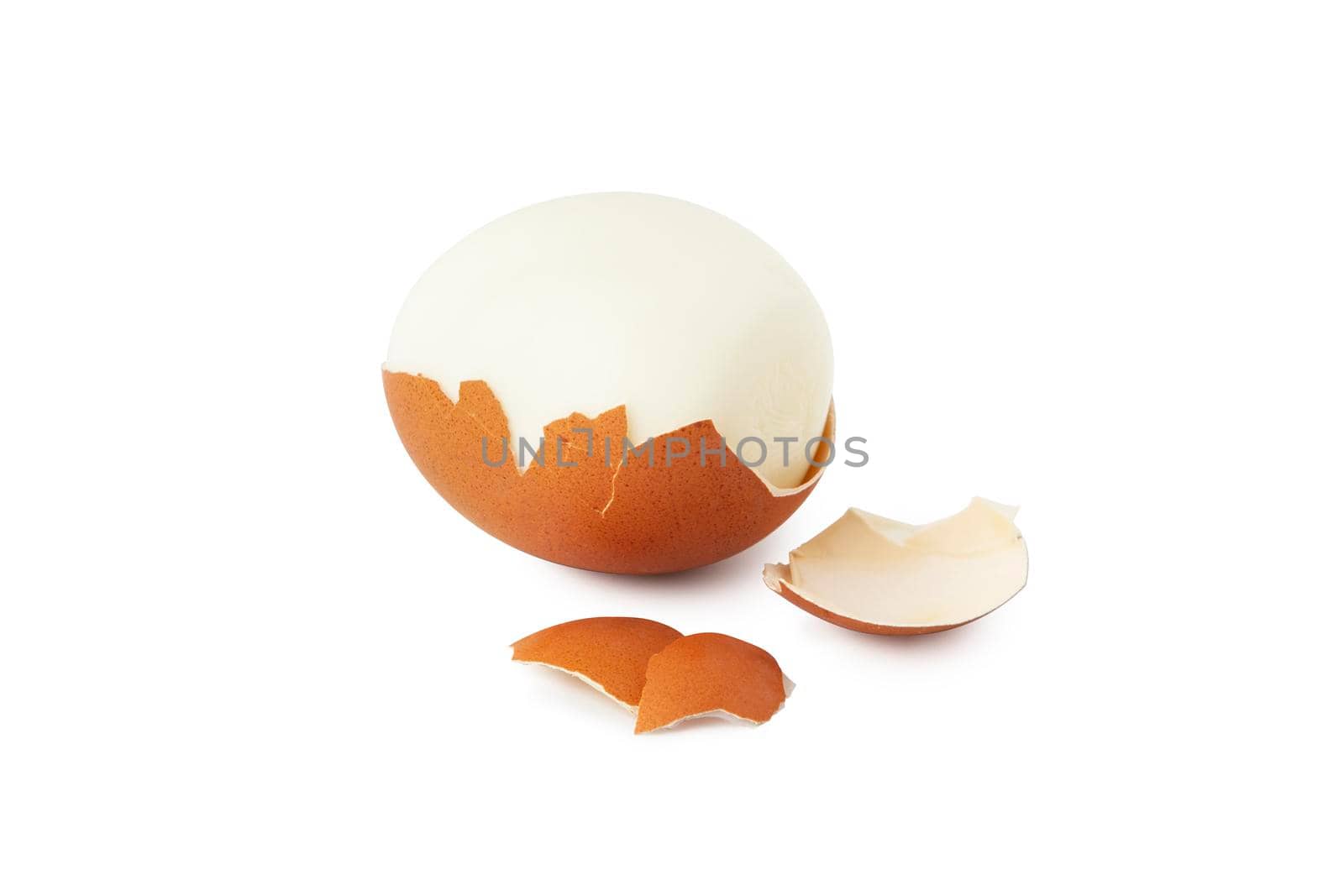 Peeled boiled egg isolated on white background by SlayCer