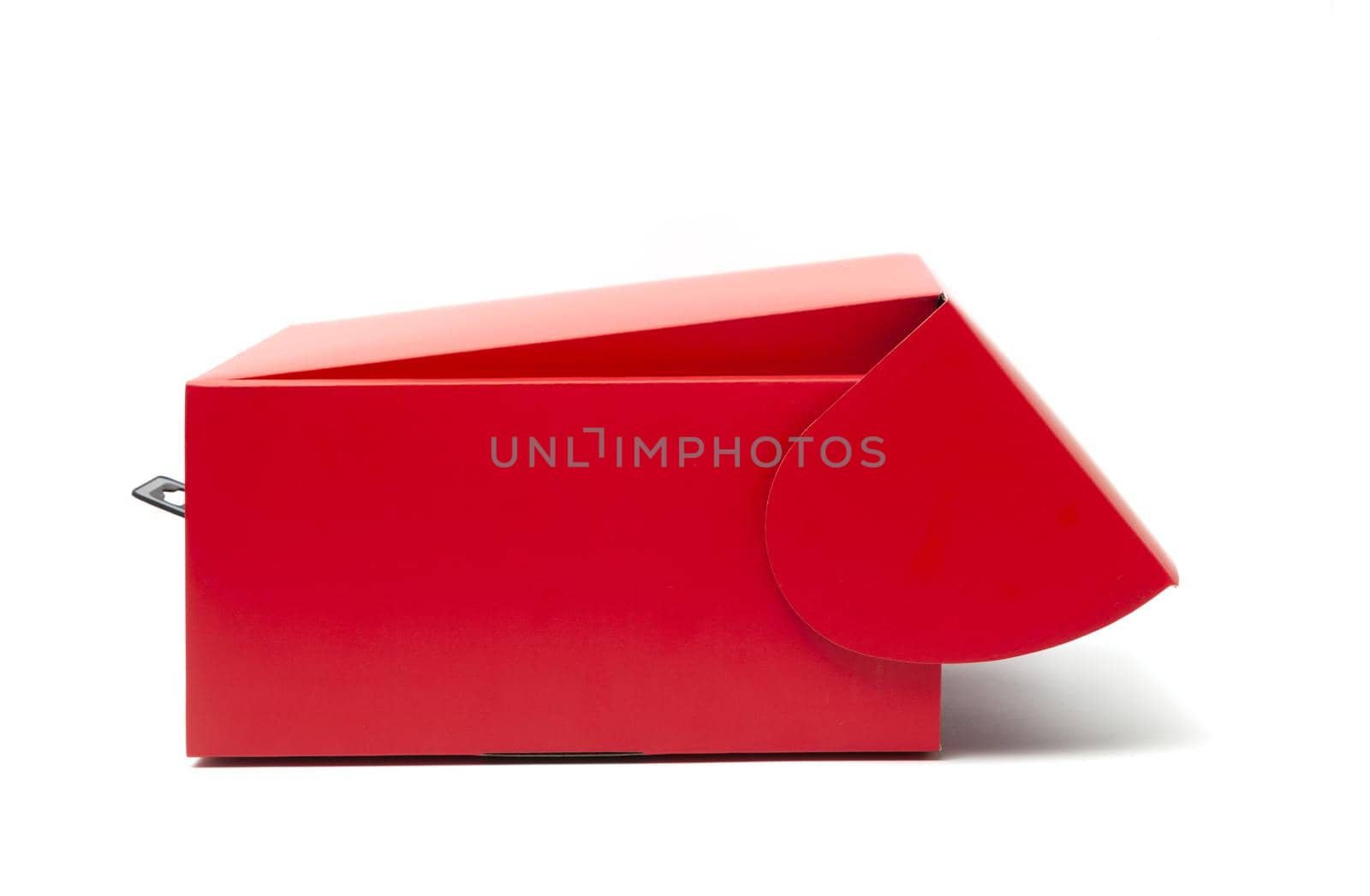 Red cardboard gift box isolated on white background by SlayCer