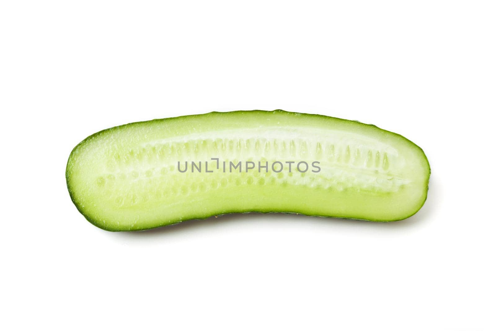 One halve of fresh green cucumber isolated on a white background by SlayCer