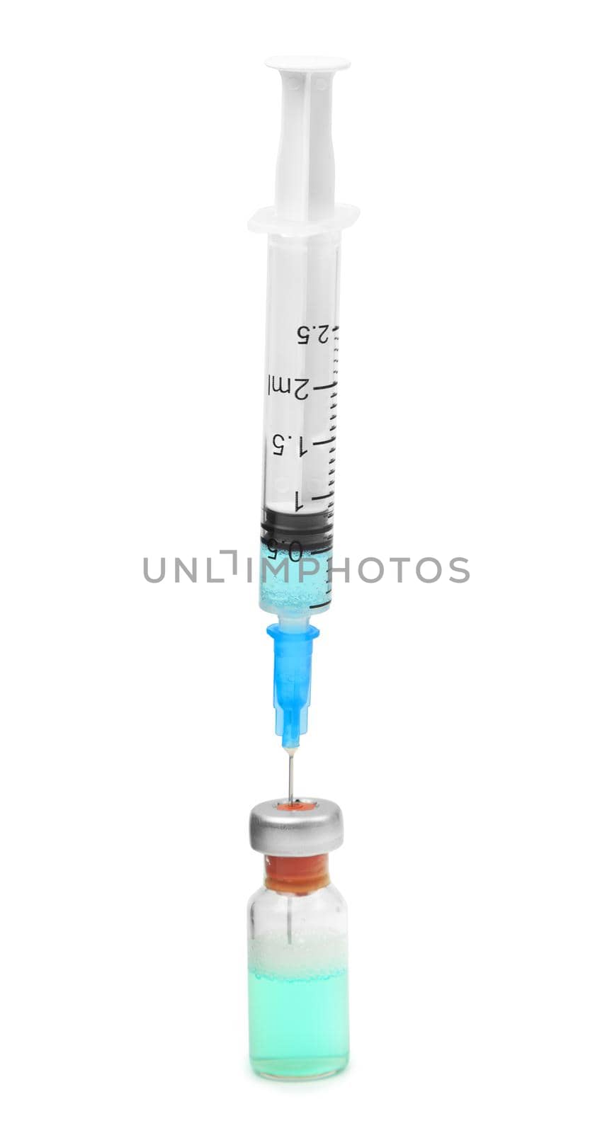 syringe isolated on white background. With clipping path