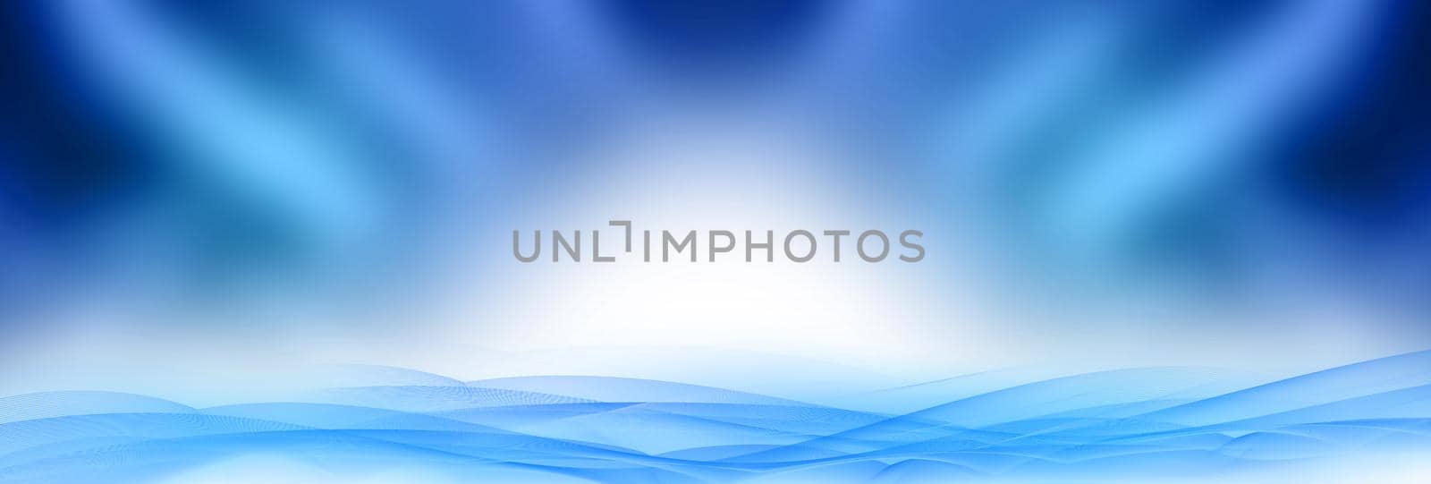 Abstract wave horizontal lines on blurred blue  background