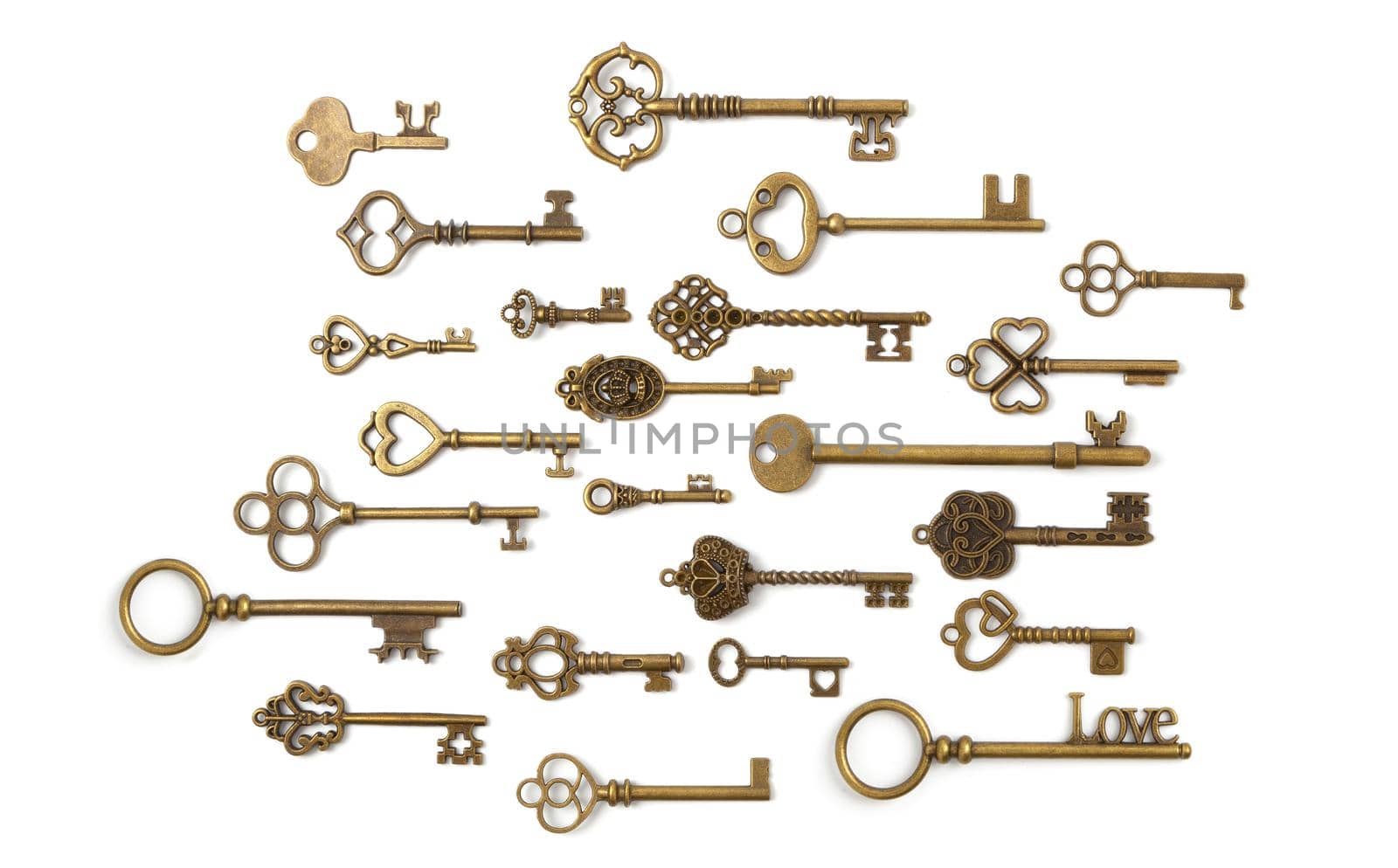 Vintage Keys Collection Isolated On White Background by SlayCer