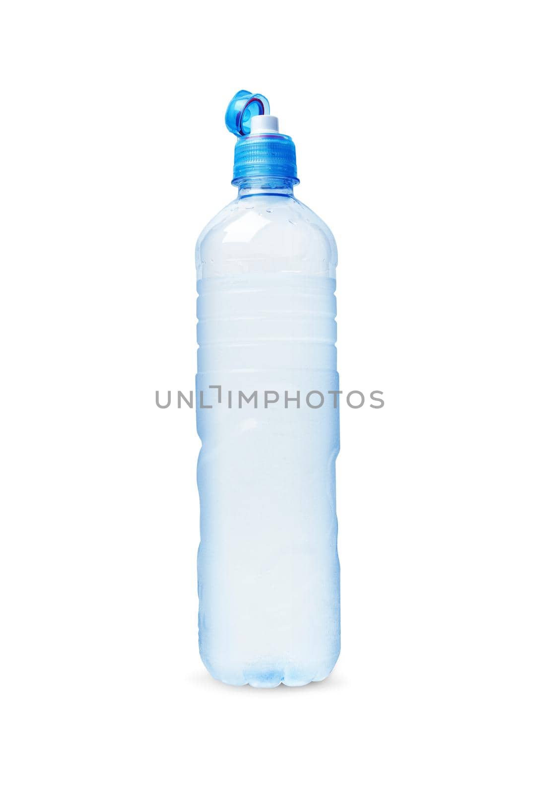 Plastic bottle of drinking water open cap. Isolated on white background by SlayCer