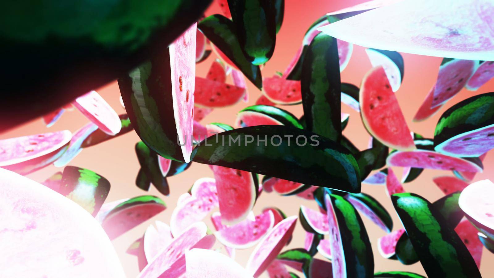 falling watermelon on pink background