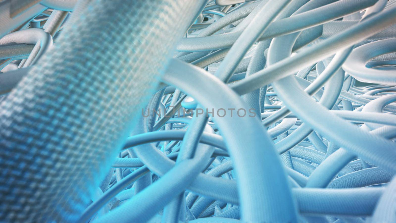 Abstract CGI graphics with blue cable. 3D rendering by designprojects
