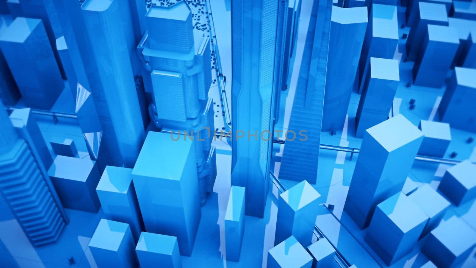 scene of the abstract blue skyscrapers.