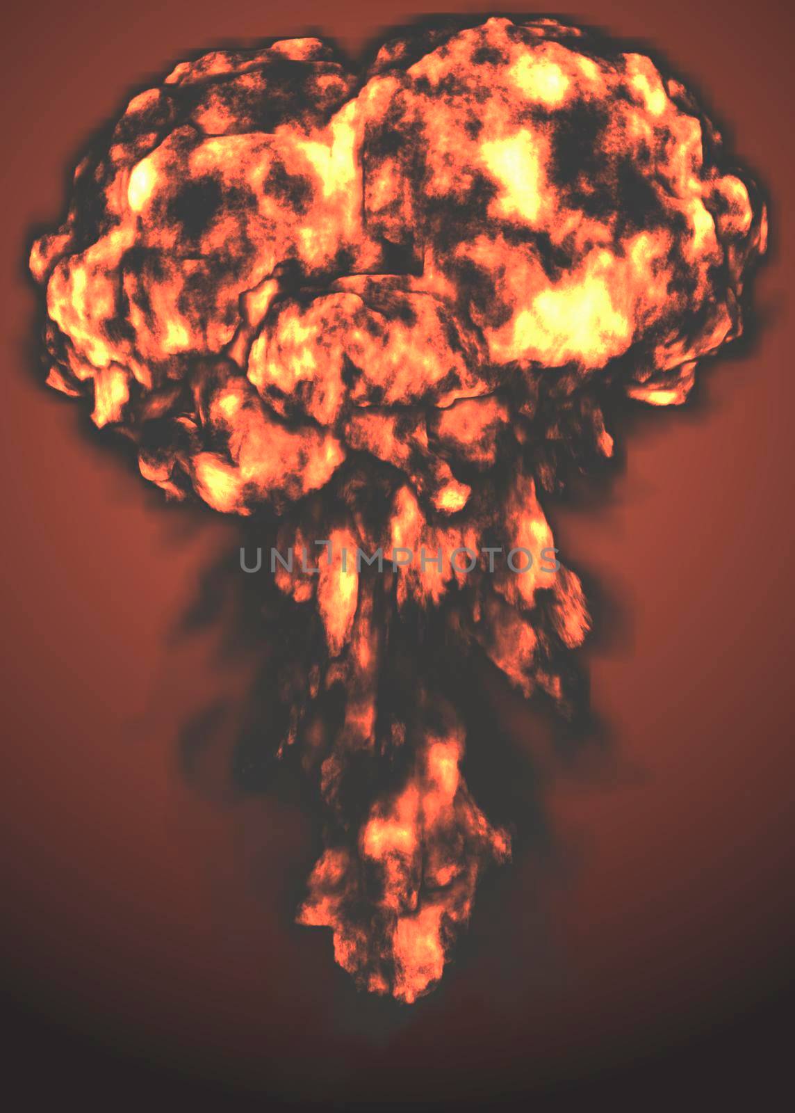 explosion nuclear bomb in ocean. 3D rendering by designprojects