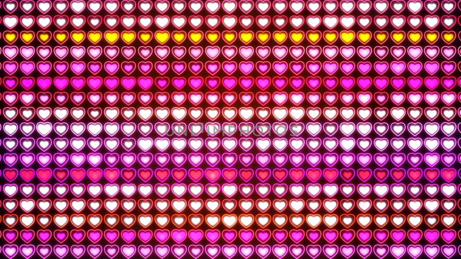 Abstract Background with nice flashing wall of hearts