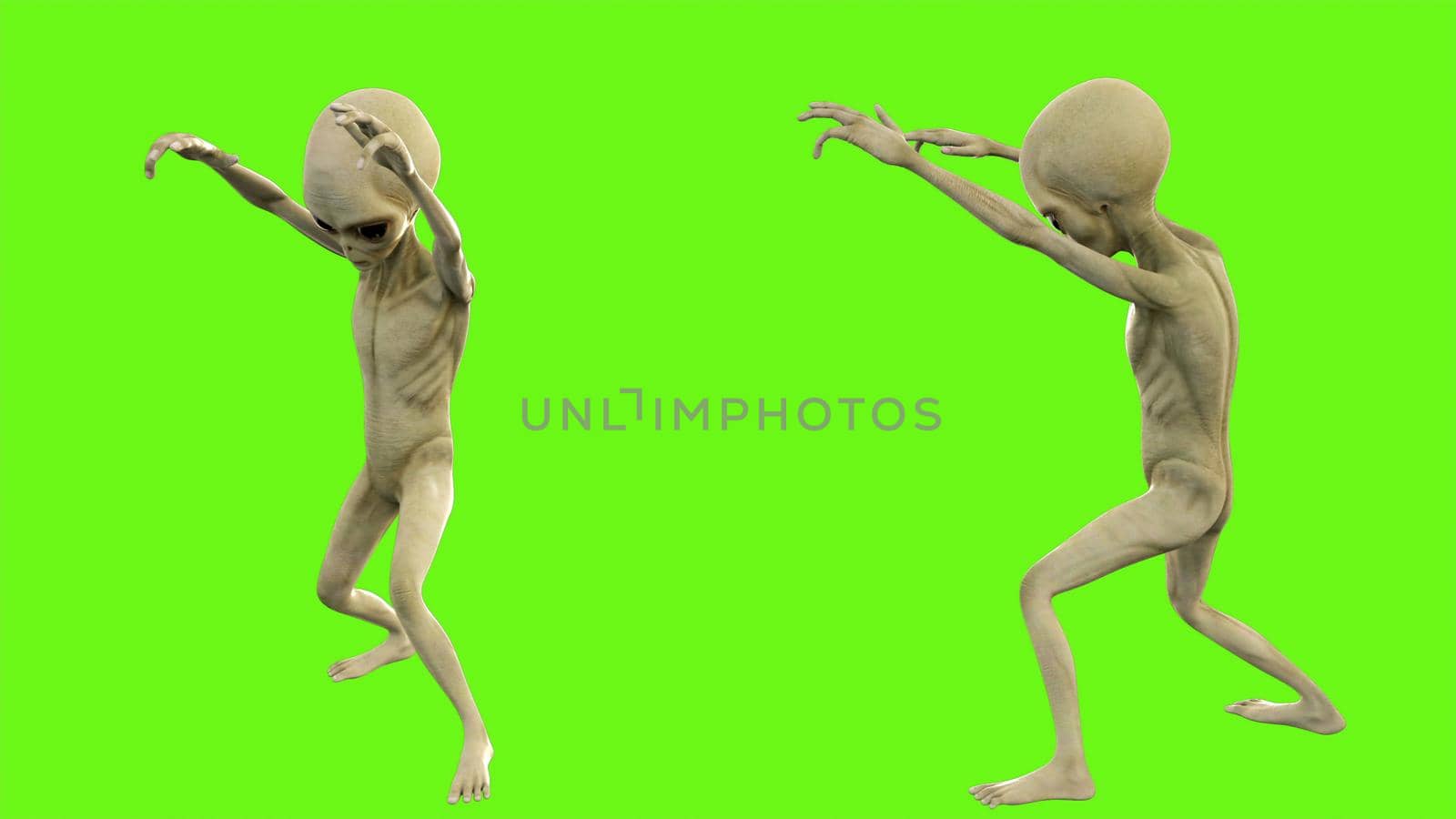 Alien walks like a zombie. 3D rendering by designprojects