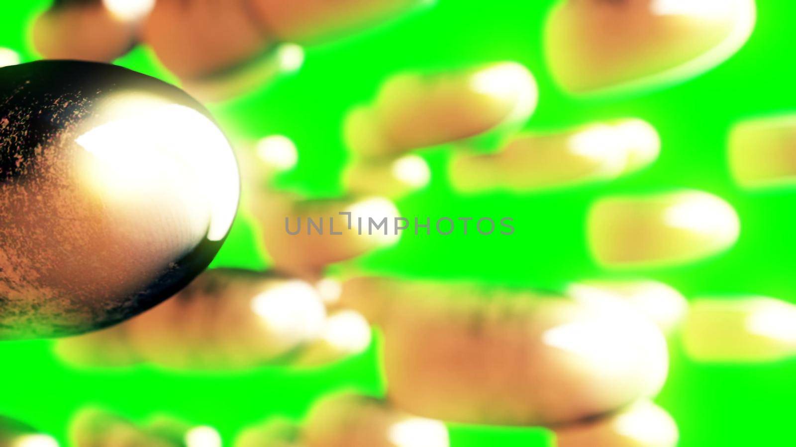 bullets on green screen. 3D rendering by designprojects