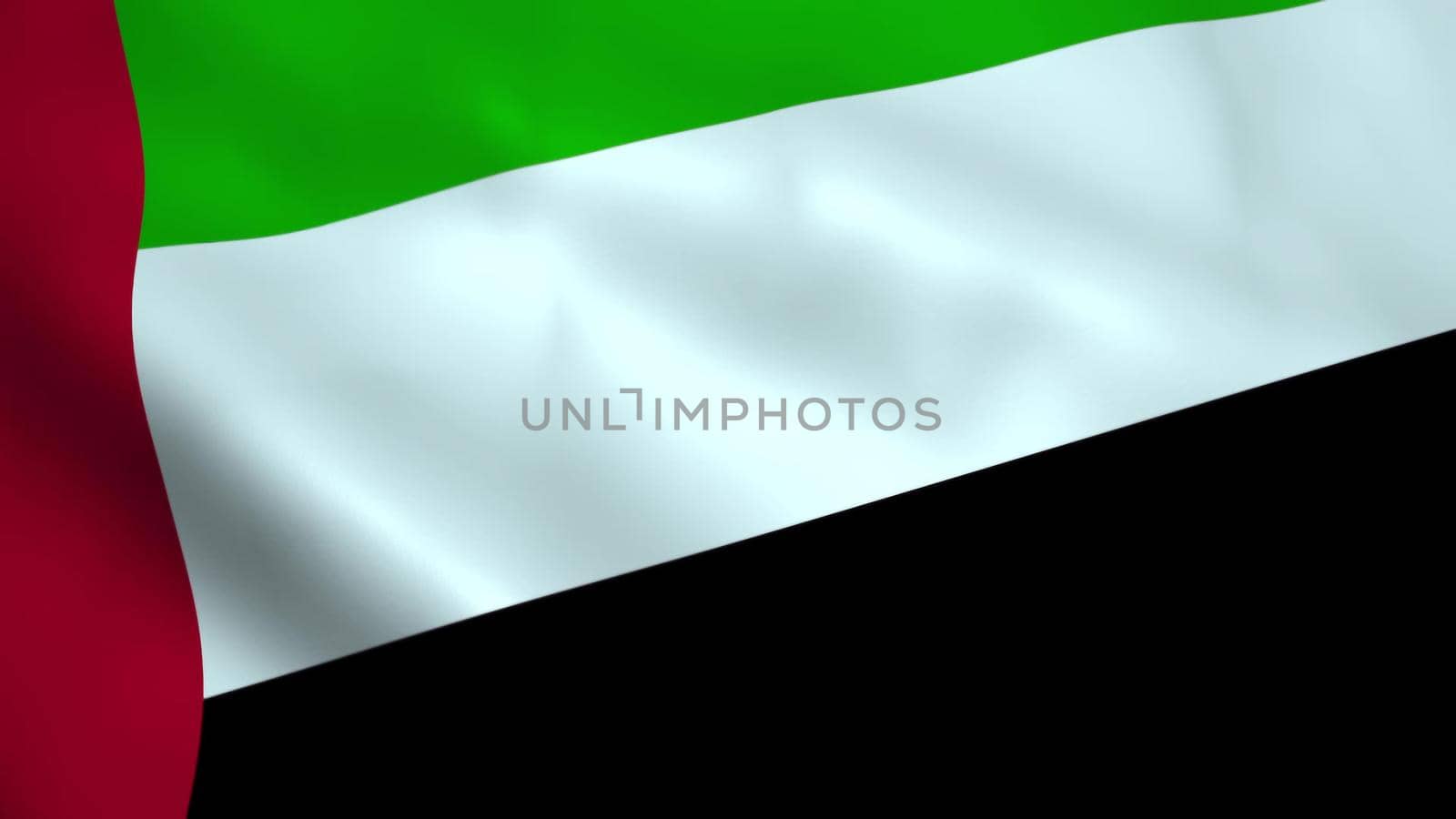 Realistic United Arab Emirates flag waving in the wind.