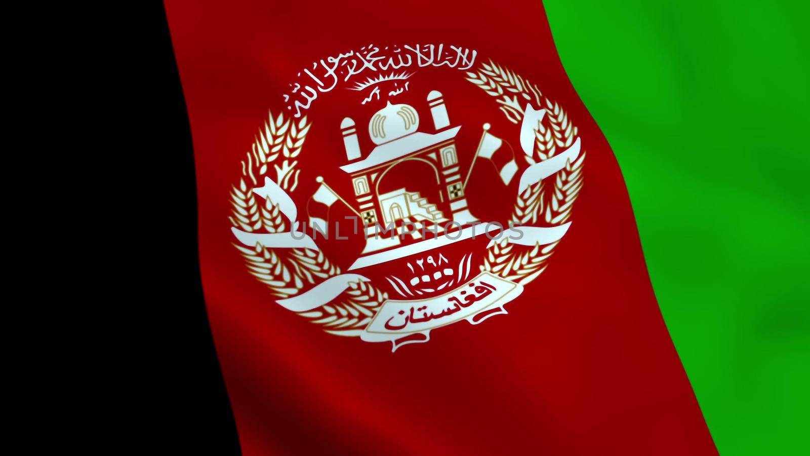 Realistic Afghanistan flag waving in the wind.