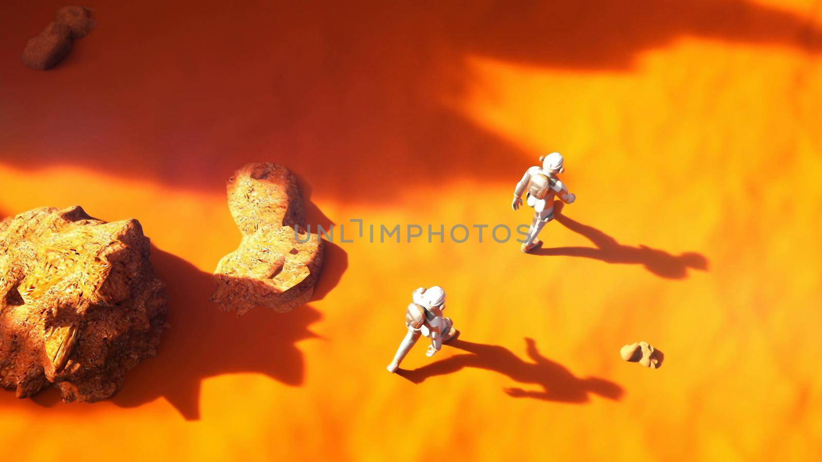 Astronauts walking on Mars.. 3D rendering by designprojects