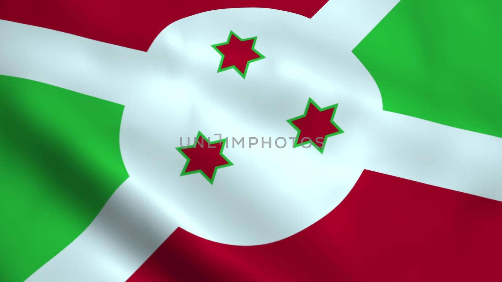 Realistic Burundi flag waving in the wind.