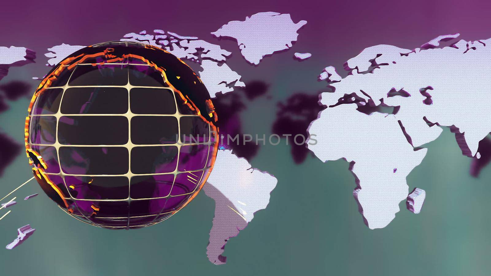 background of the map with the rotation of the glass of the globe. 3D rendering by designprojects