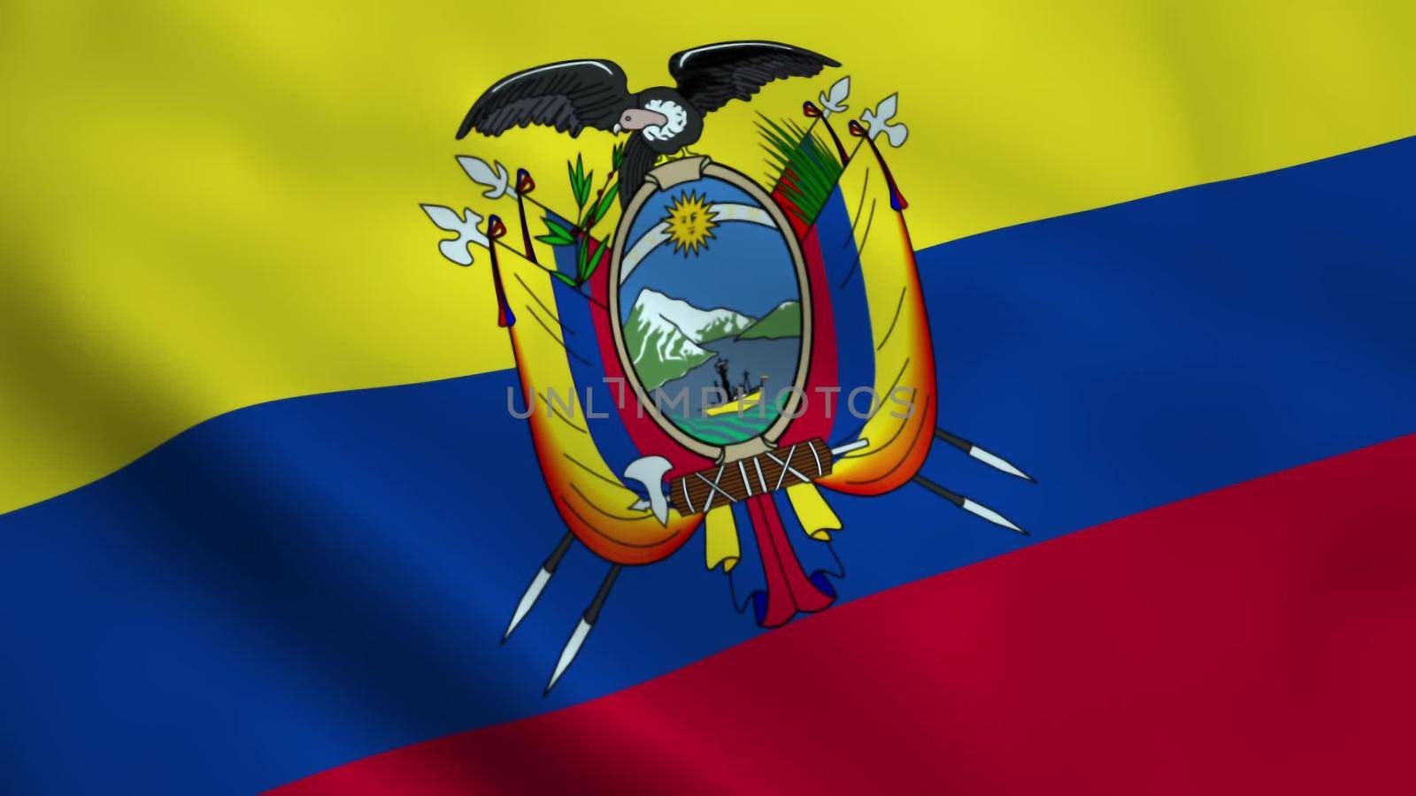 Realistic Ecuador flag waving in the wind.