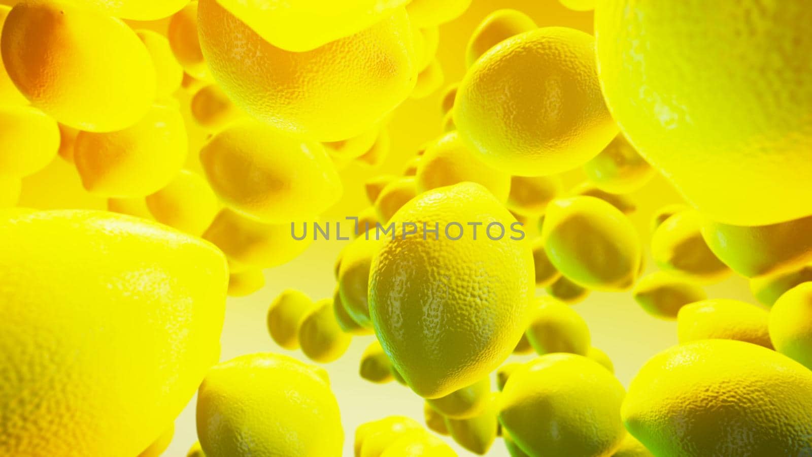fresh lemon on yellow background 3D rendering by designprojects