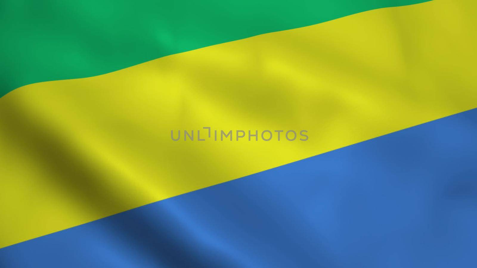 Realistic Gabon flag waving in the wind.