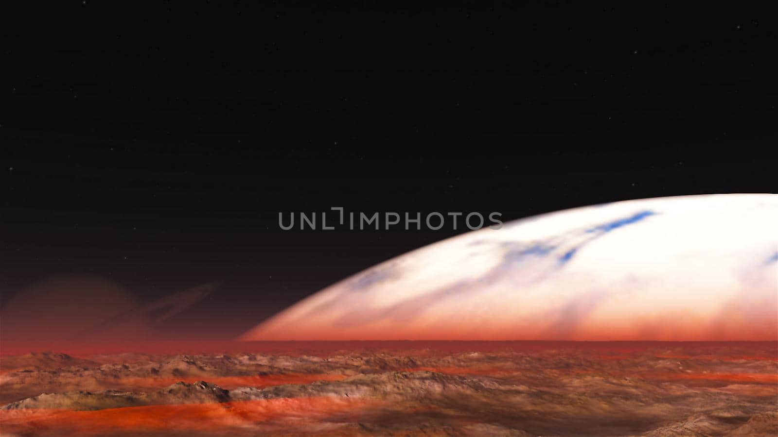 Red alien planet space 3D rendering by designprojects