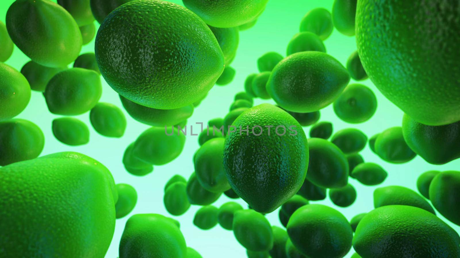 fresh lime on green background 3D rendering by designprojects