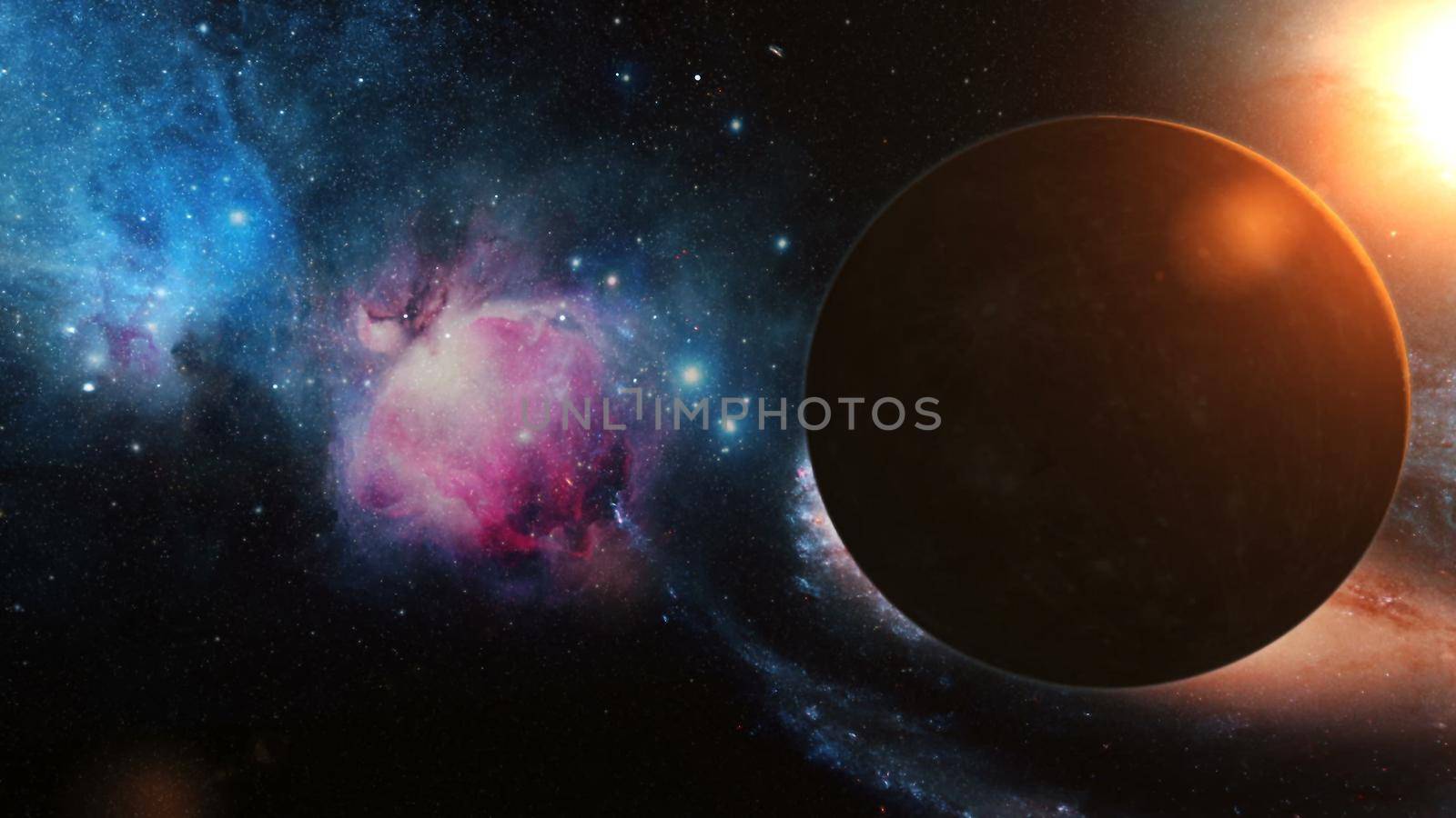 Realistic Planet Mercury from space. Abstract Background