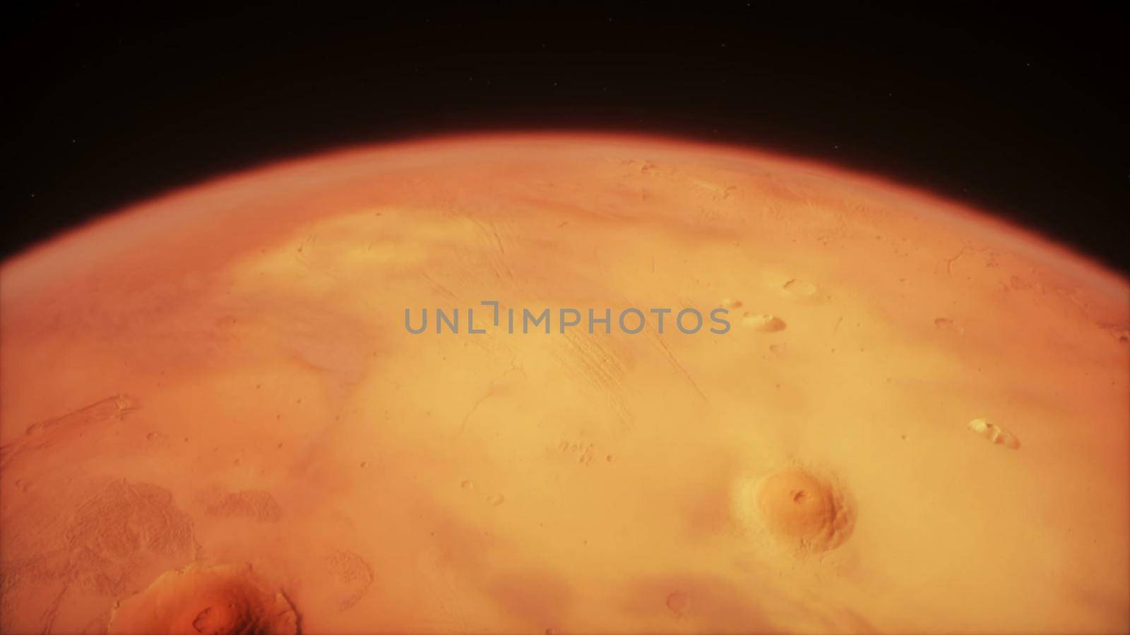 Red Planet on stars background. 3D rendering by designprojects