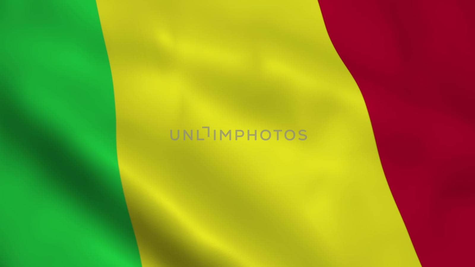 Realistic Mali flag waving in the wind.