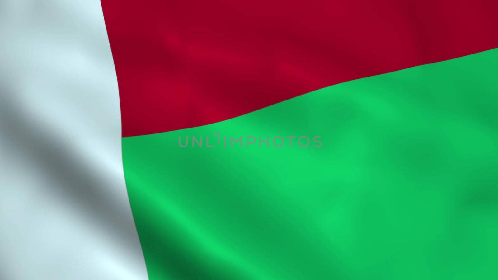 Realistic Madagascar flag waving in the wind.