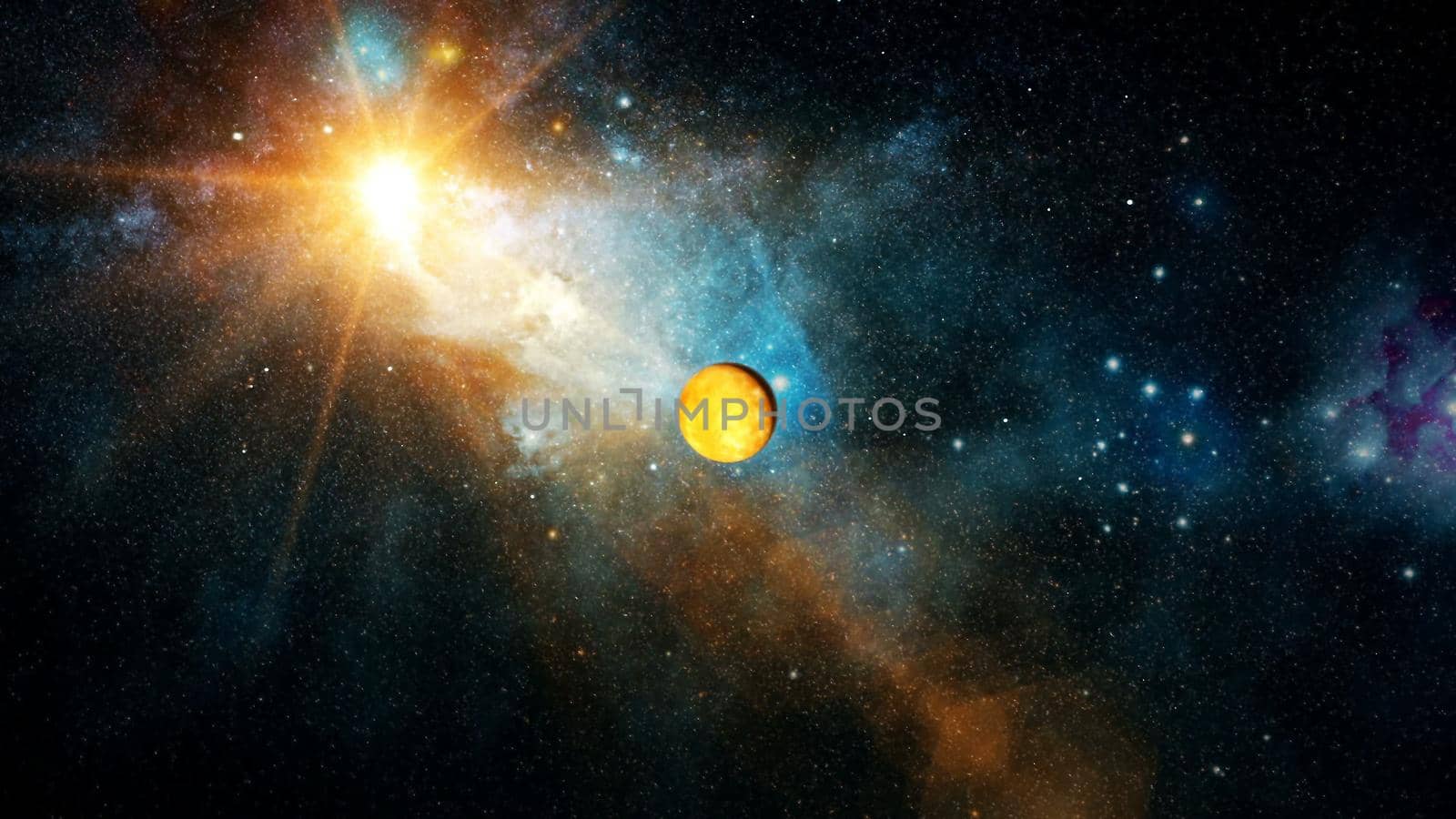 Realistic beautiful planet Mercury from deep space. Abstract Background